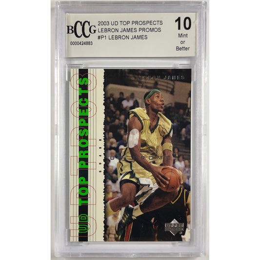 2003 Upper Deck Top Prospects LeBron James P1 UD Promo RC BCCG 10 MINT | Local Legends Cards & Collectibles
