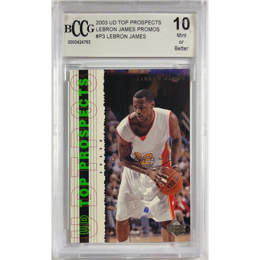 2003 Upper Deck Top Prospects LeBron James P3 UD Promo RC BCCG 10 MINT | Local Legends Cards & Collectibles
