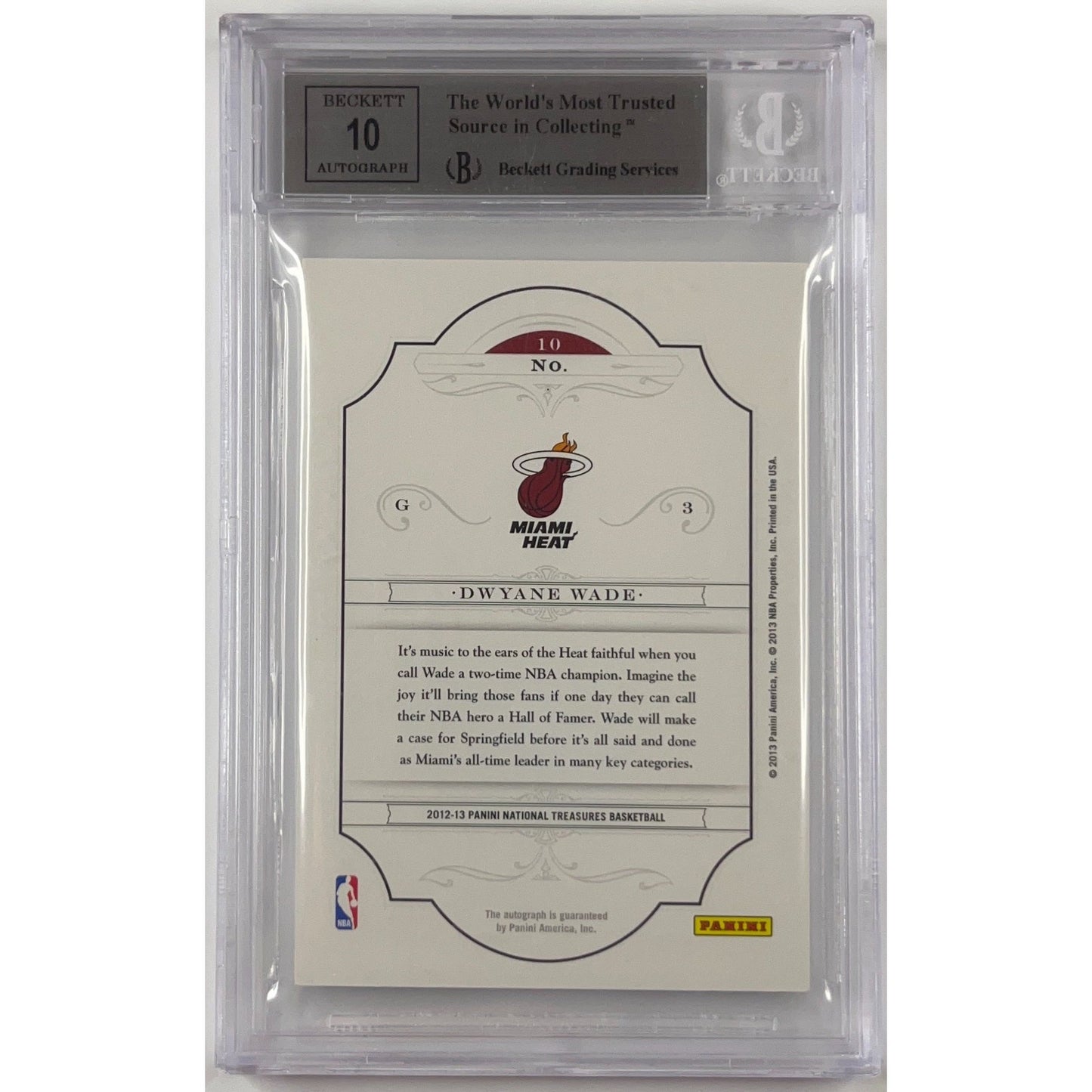2012-13 National Treasures Dwayne Wade Springfield Bound Signatures 03/49 BECKETT 9 MINT | Local Legends Cards & Collectibles
