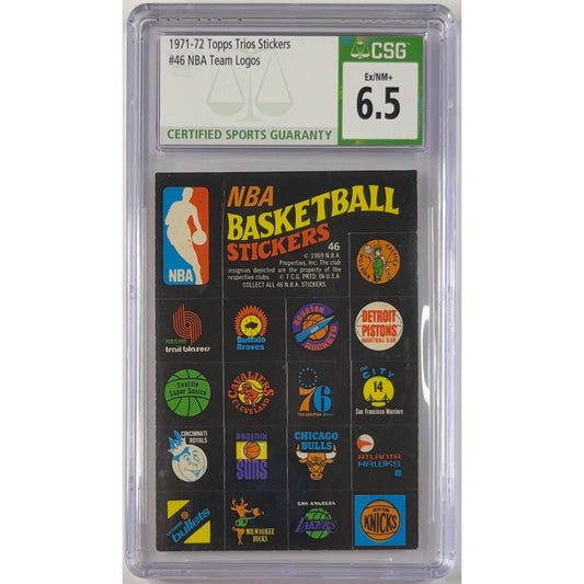 1971-72 Topps Trios Stickers NBA Team Logos CSG 6.5 EX-MT+ | Local Legends Cards & Collectibles