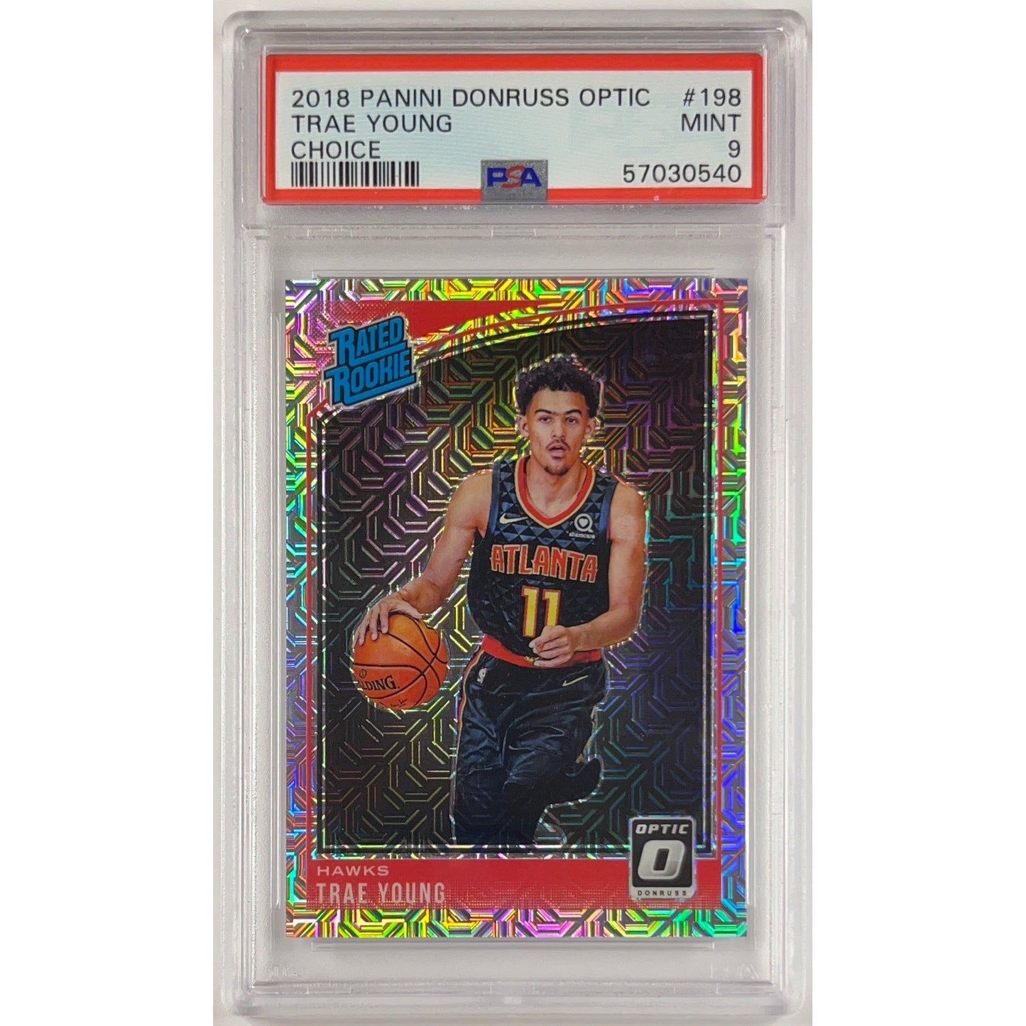 2018-19 Donruss Optic Trae Young Choice Prizm Rated Rookie PSA 9 MINT | Local Legends Cards & Collectibles