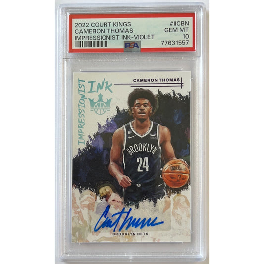 2022-23 Court Kings Cameron Thomas Violet Impressionist Ink /35 PSA 10 GEM MINT | Local Legends Cards & Collectibles