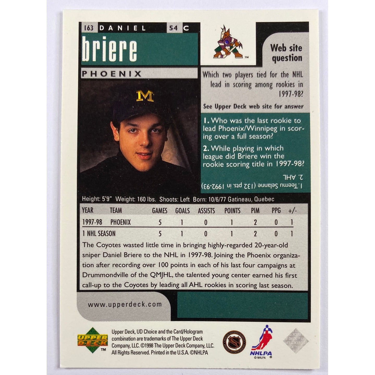 1998-99 Collectors Choice Daniel Briere RC