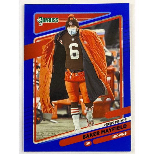 2021 Donruss Baker Mayfield Blue Press Proof | Local Legends Cards & Collectibles
