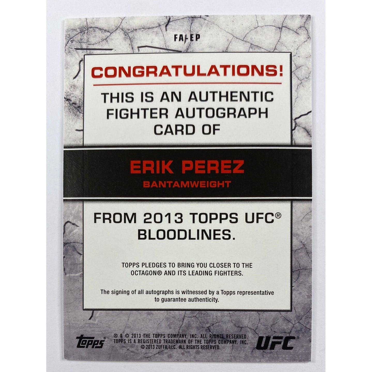 2013 Topps Bloodlines Erik Perez 1st Auto