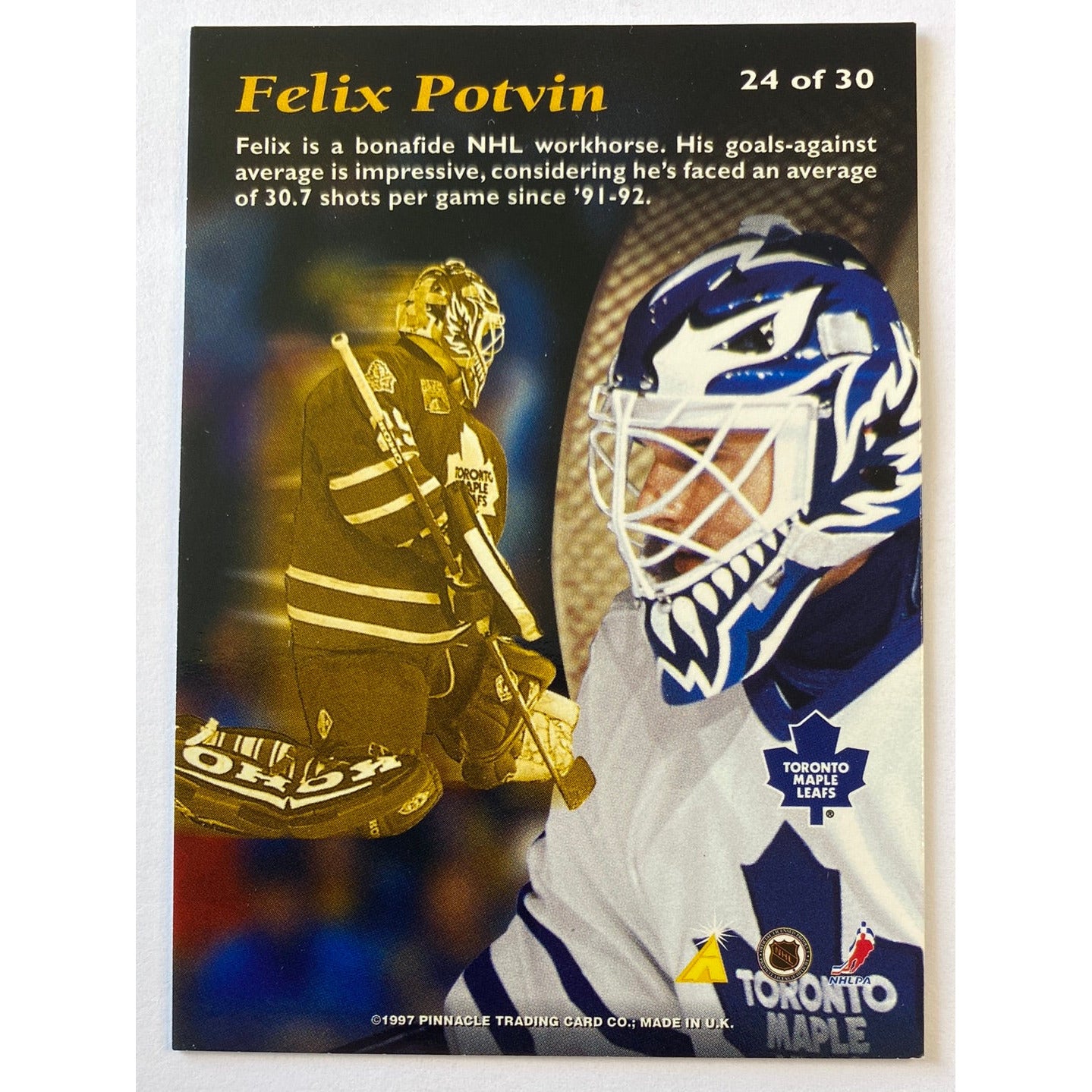 1997-98 Pinnacle Mint Collection Felix “The Cat” Potvin Gold Leafs Coin | Local Legends Cards & Collectibles