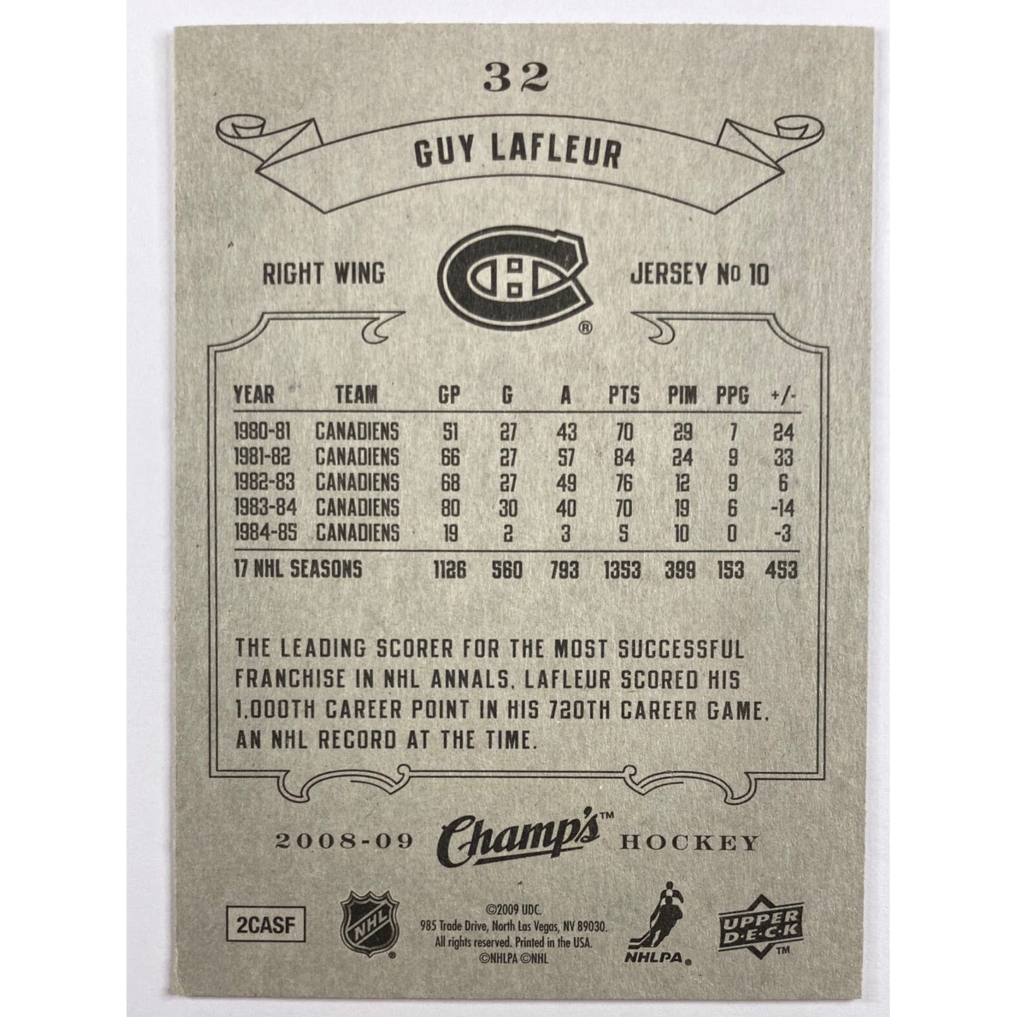 2008-09 Champs Guy Lafleur | Local Legends Cards & Collectibles