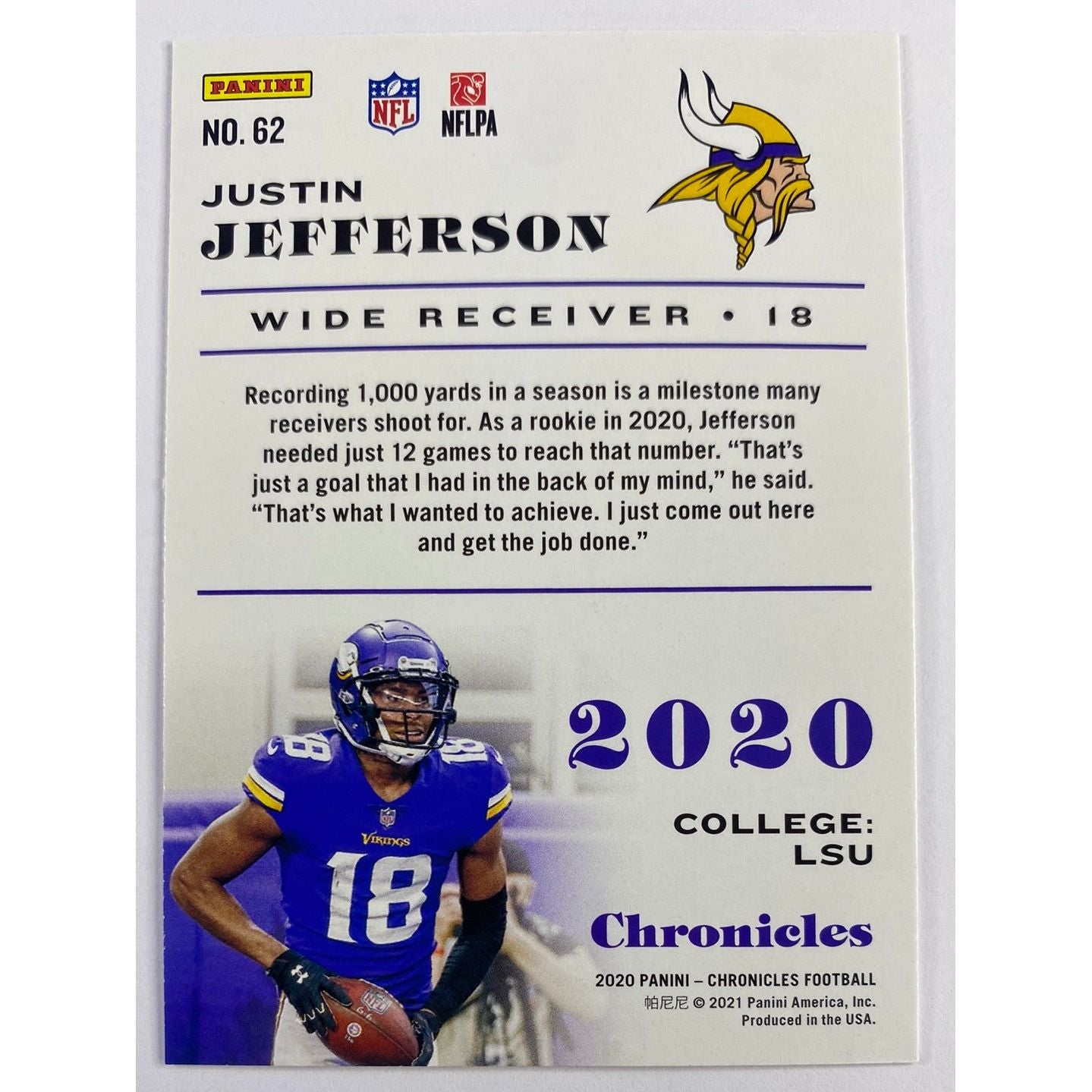 2020 Chronicles Justin Jefferson RC