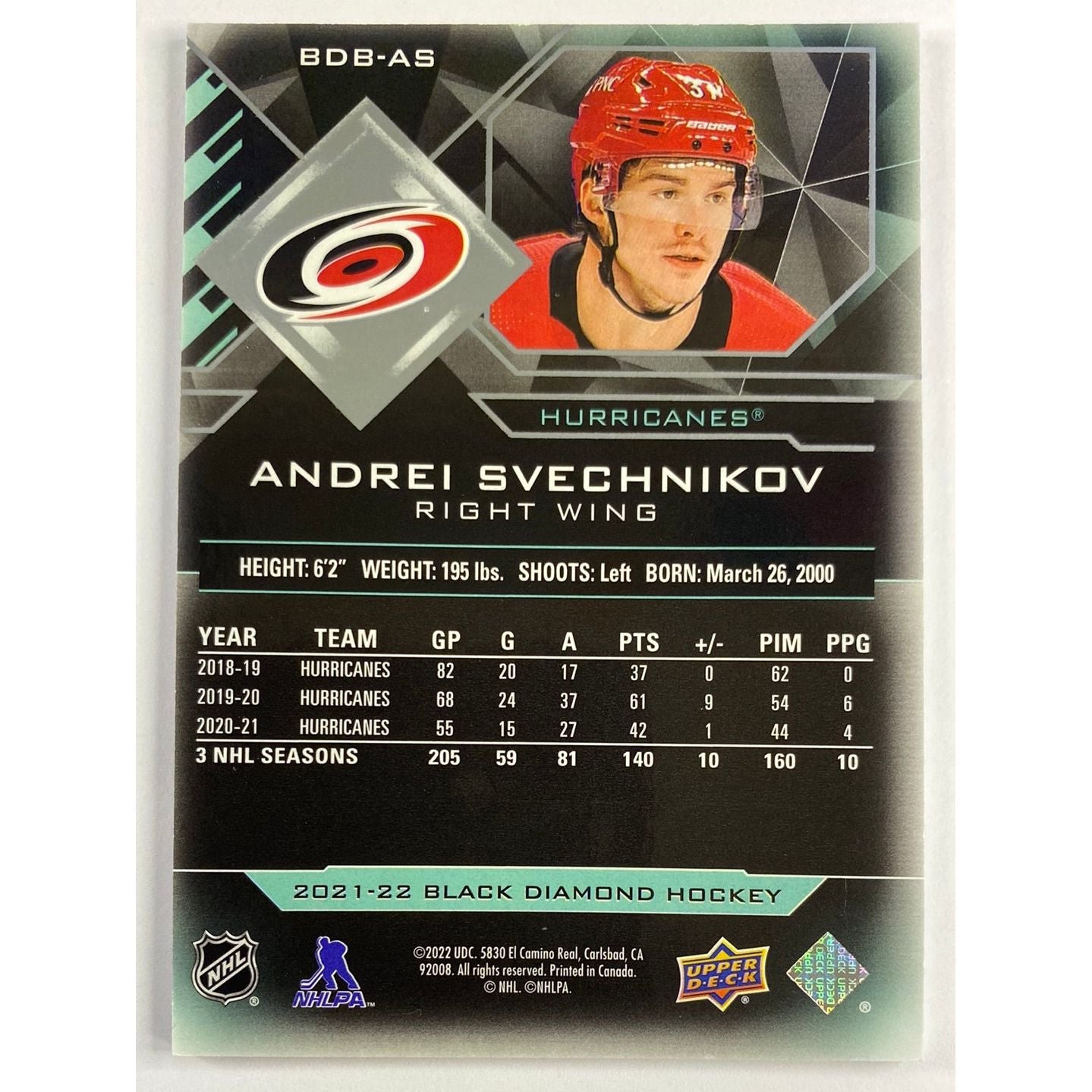2021-22 Black Diamond Andrei Svechnikov /349 | Local Legends Cards & Collectibles
