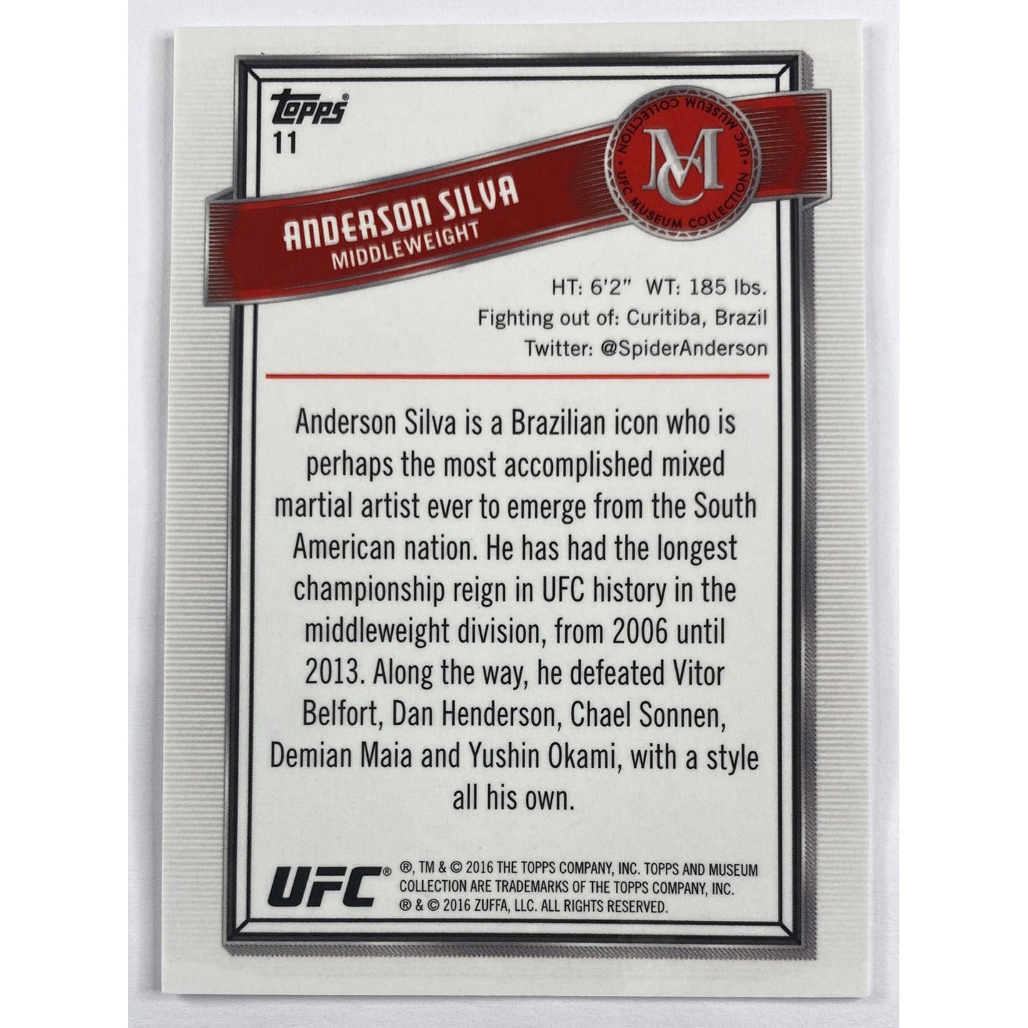 2016 Topps Anderson Silva Museum Collection | Local Legends Cards & Collectibles