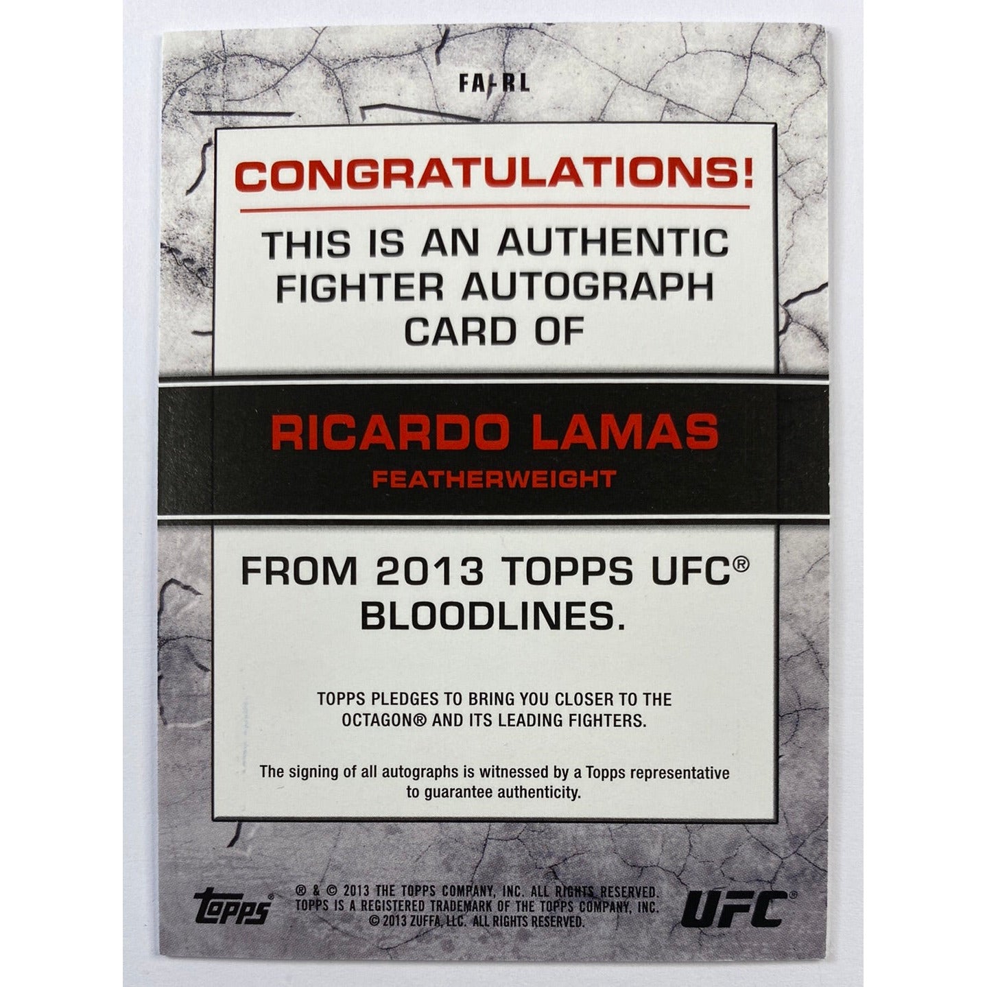 2013 Topps Bloodlines Ricardo “The Bully” Lamas Auto | Local Legends Cards & Collectibles