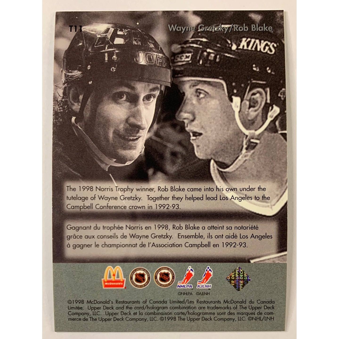1997-98 McDonalds Rob Blake Gretzky Teammates | Local Legends Cards & Collectibles