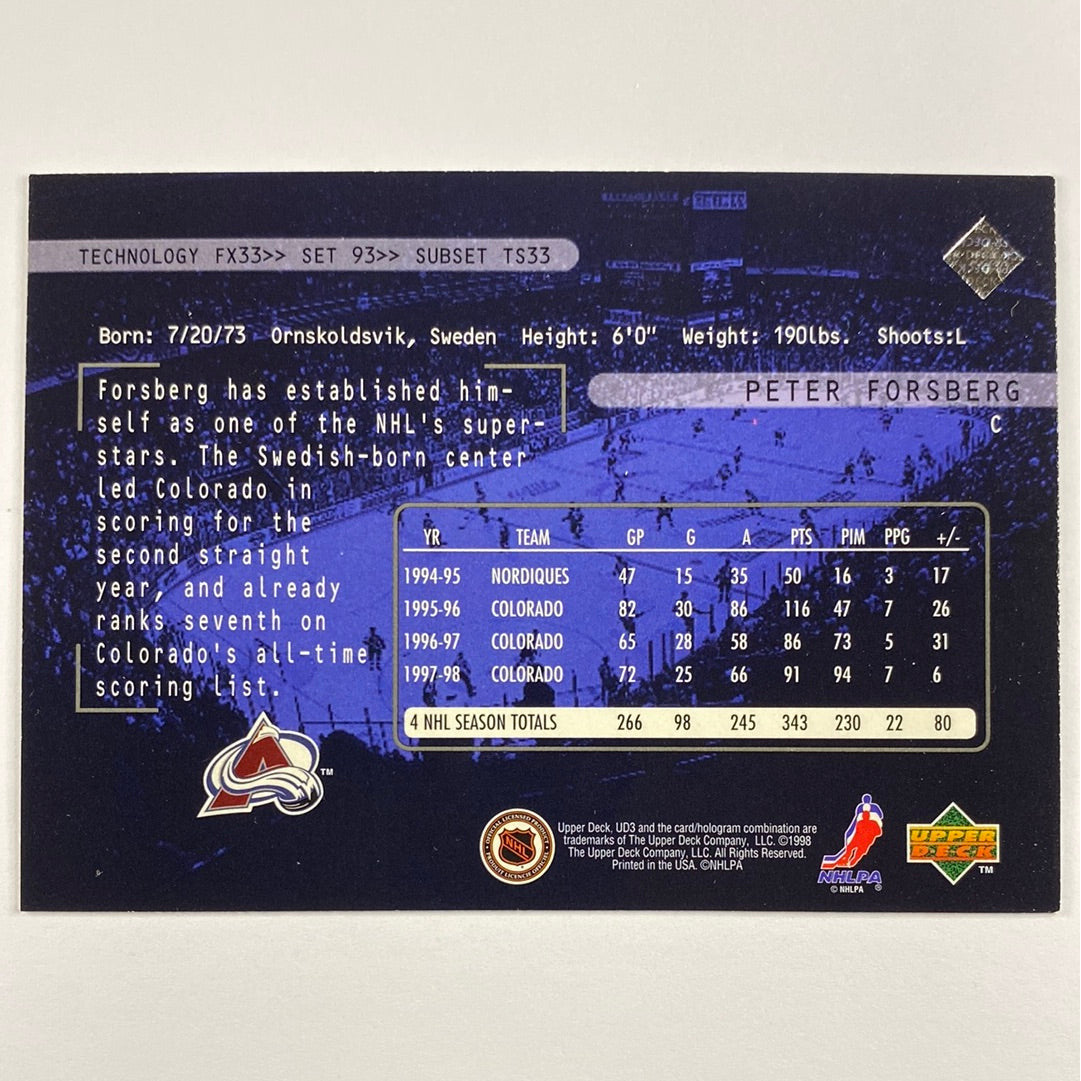 1998-99 UD3 Peter Forsberg Three Star Spotlight