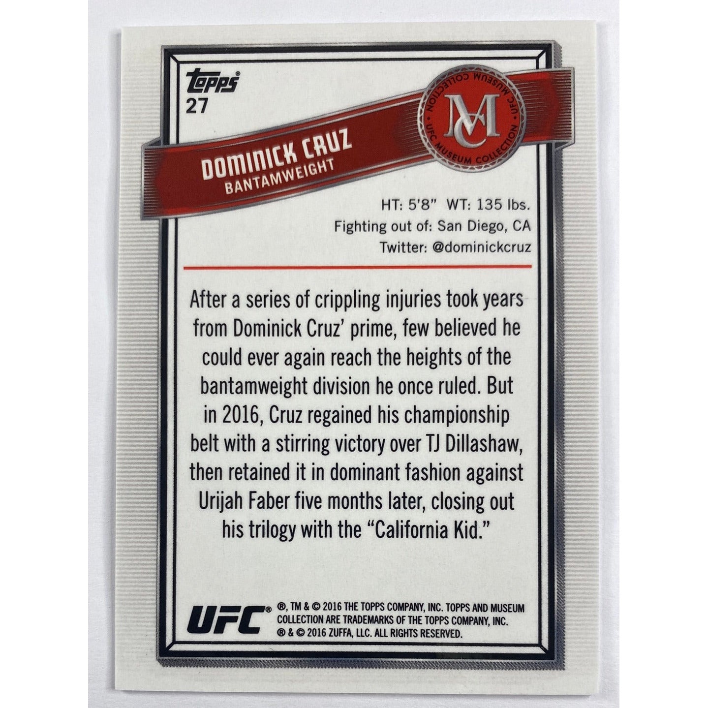 2016 Topps Dominick Cruz Copper /135 | Local Legends Cards & Collectibles