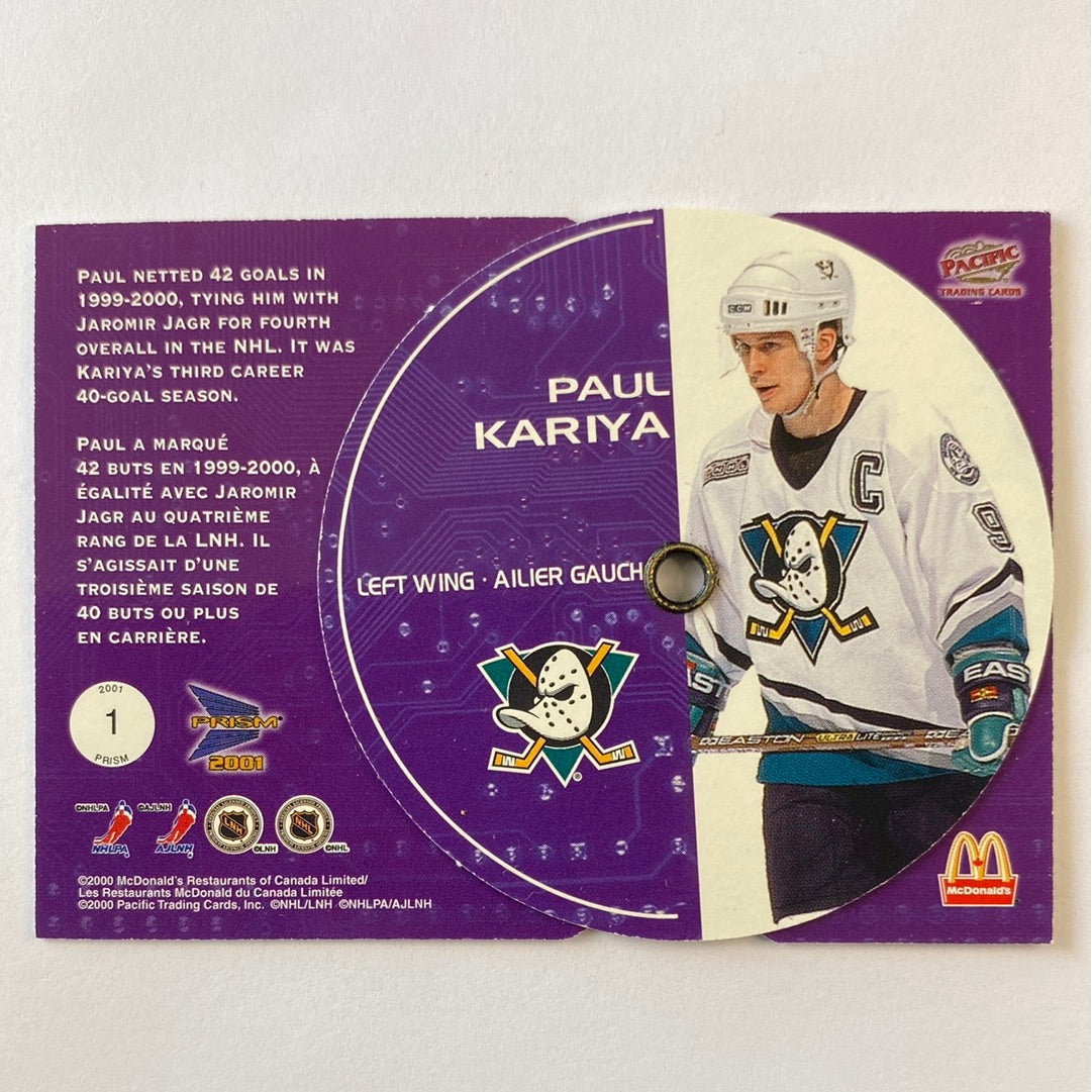 2000-01 Prism Paul Kariya Dial-A-Stats | Local Legends Cards & Collectibles