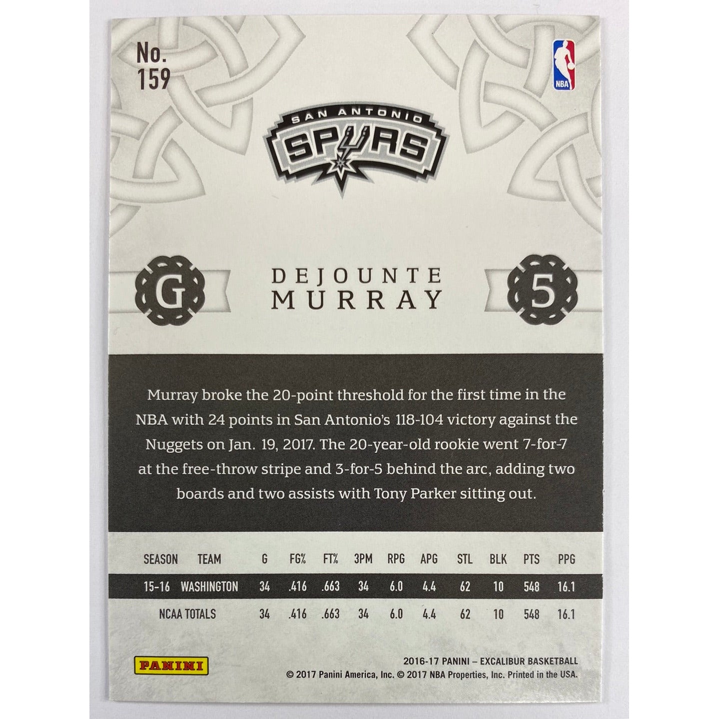 2016-17 Excalibur Dejounte Murray RC