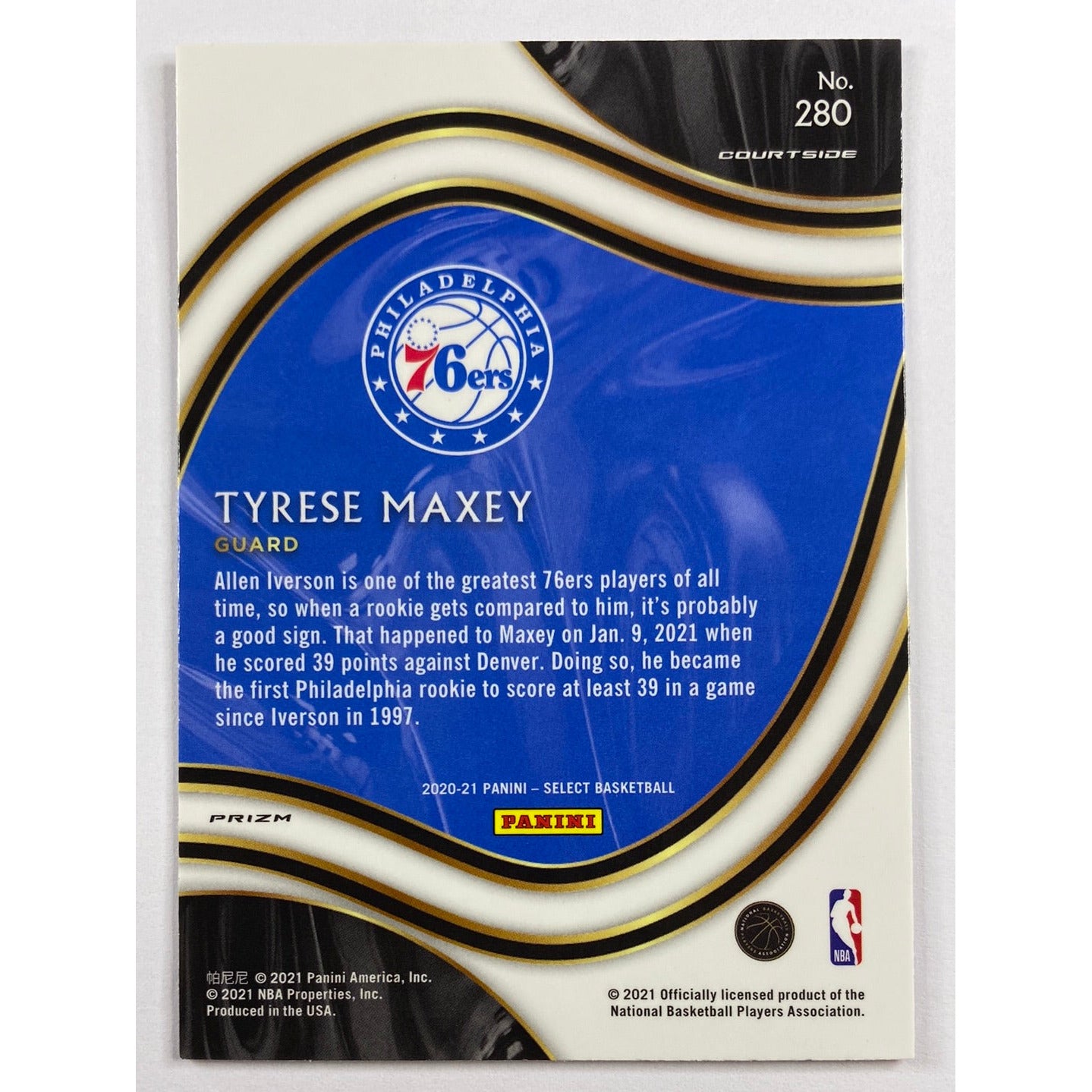 2020-21 Select Tyrese Maxey Red White Orange Courtside Shimmer Prizm RC | Local Legends Cards & Collectibles