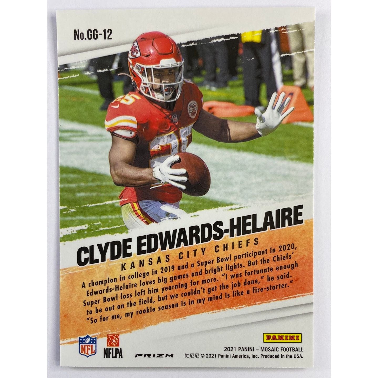 2021 Mosaic Clyde Edwards-Helaire Got Game Orange Mosaic Prizm | Local Legends Cards & Collectibles