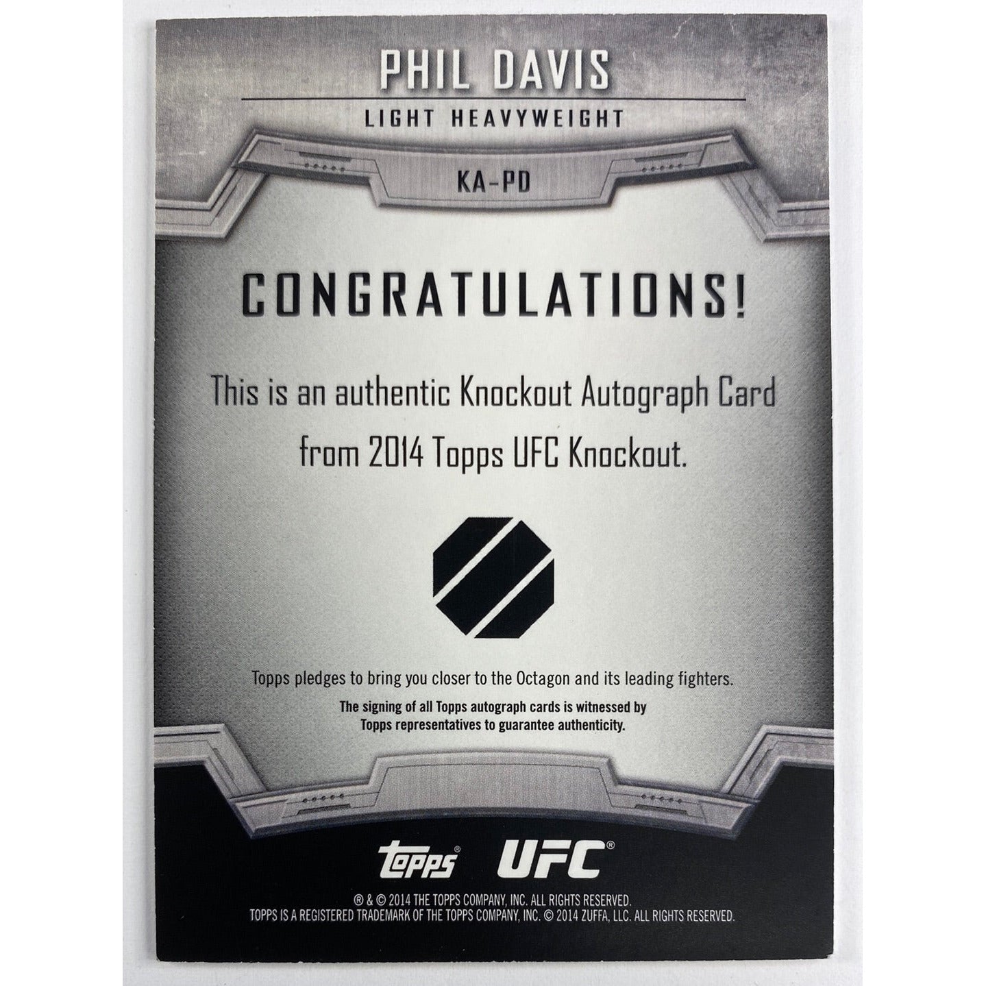 2014 Topps Knockout Phil Davis Certified Autograph /50 | Local Legends Cards & Collectibles
