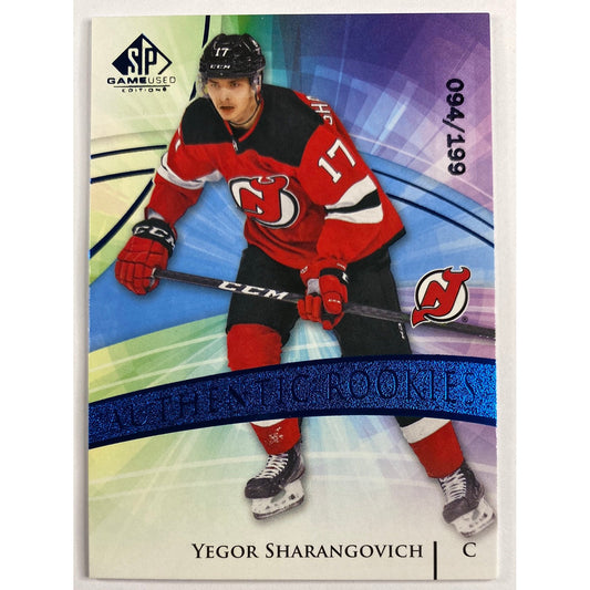 2020-21 SP Yegor Sharangovich Blue Burst Authentic Rookies /199