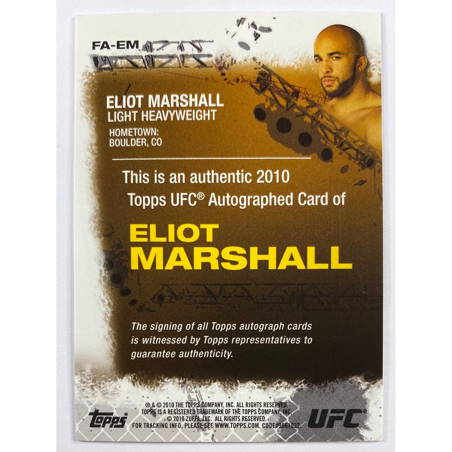 2010 Topps Eliot Marshall Auto | Local Legends Cards & Collectibles