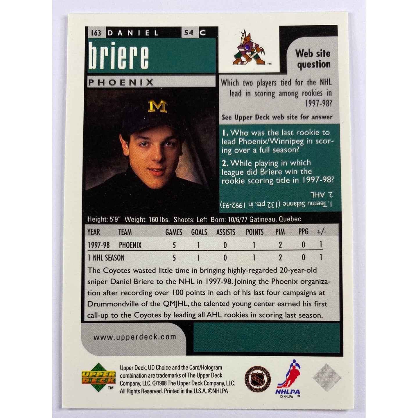 1998-99 Collectors Choice Daniel Briere RC