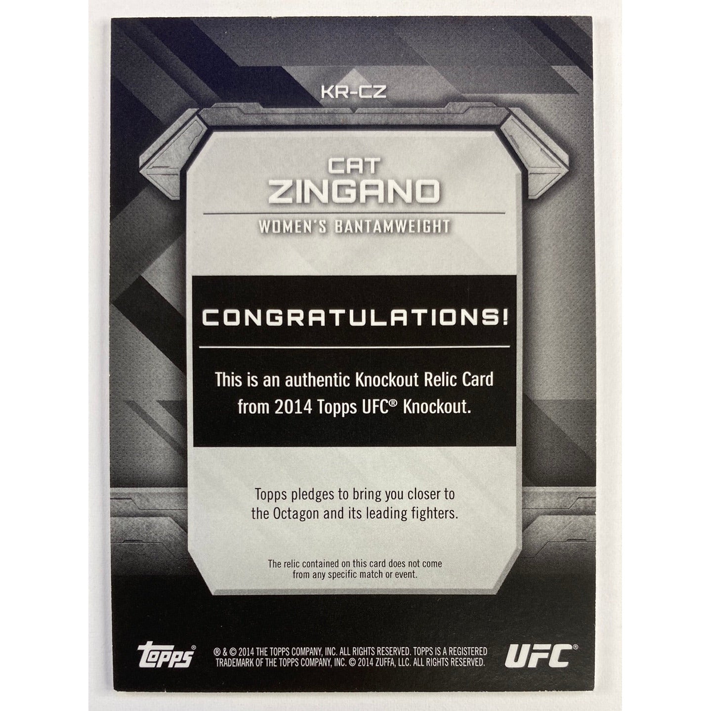 2014 Topps Knockout Cat Zingano Fighter Worn Relic /188 | Local Legends Cards & Collectibles