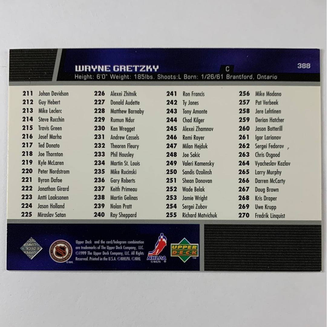 1998-99 Upper Deck Wayne Gretzky Gold Reserve Checklist #388 | Local Legends Cards & Collectibles