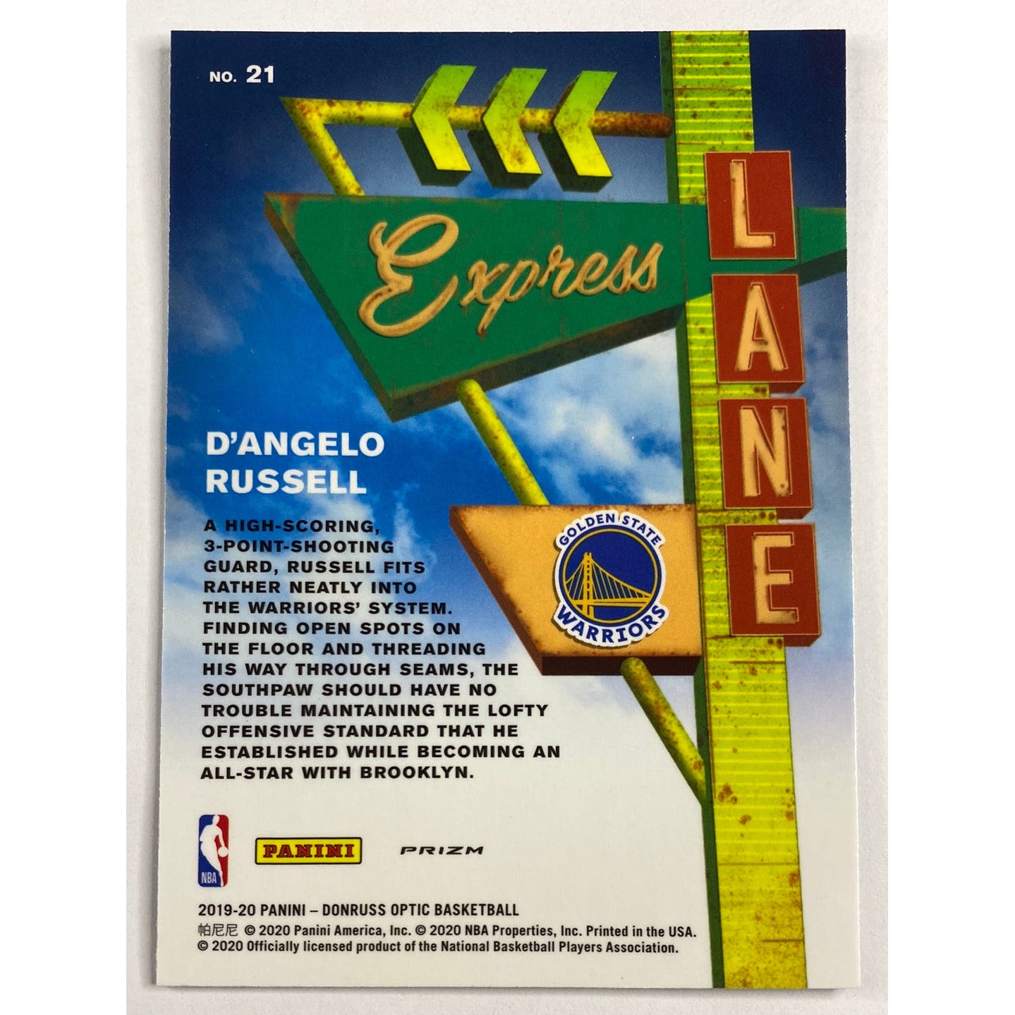 2019-20 Donruss Optic D’Angelo Russell Express Lane Purple Holo Prizm | Local Legends Cards & Collectibles