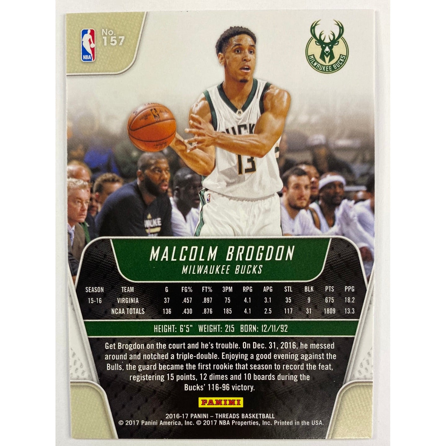 2016-17 Threads Malcom Brogdon RC