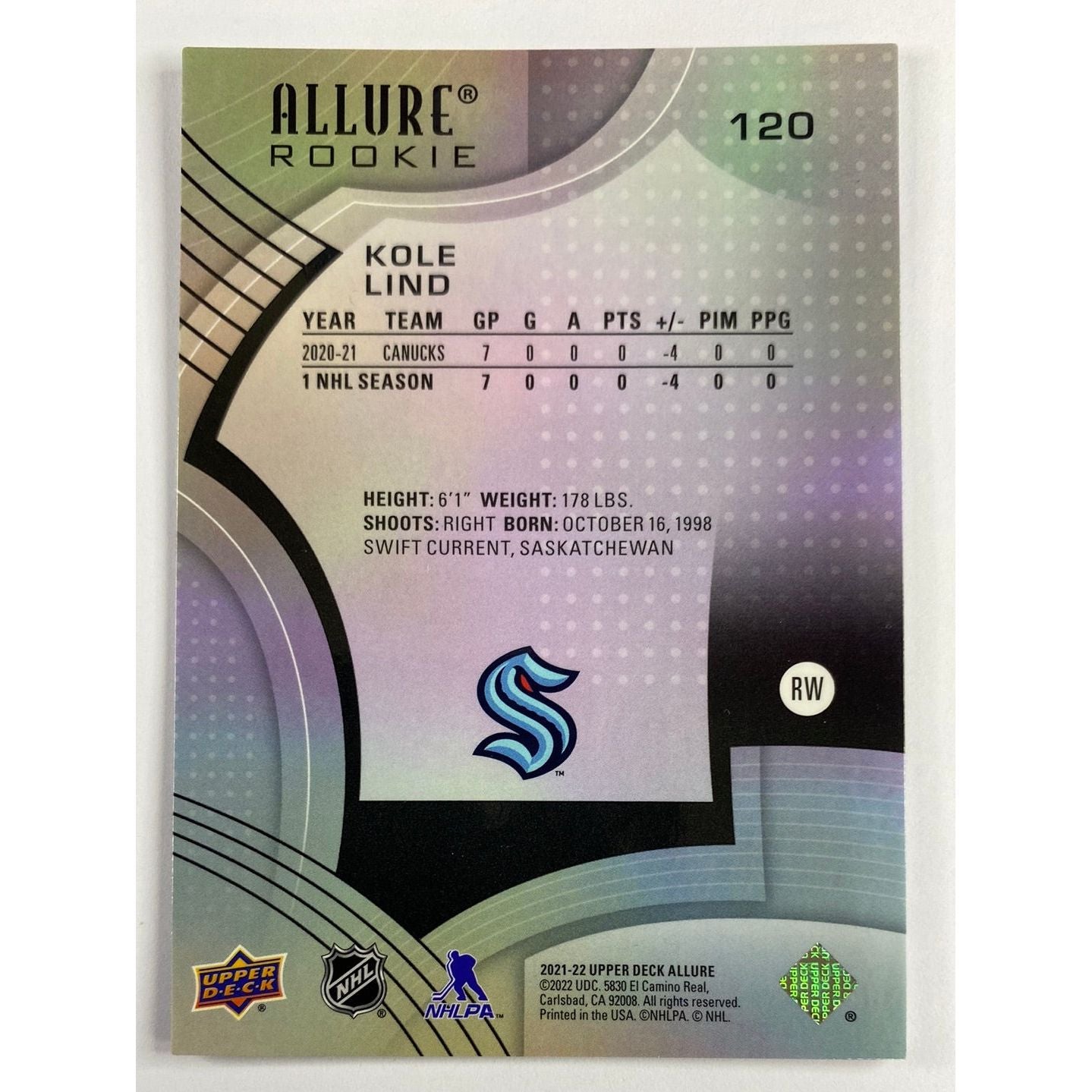 2021-22 Allure Kole Lind RC | Local Legends Cards & Collectibles