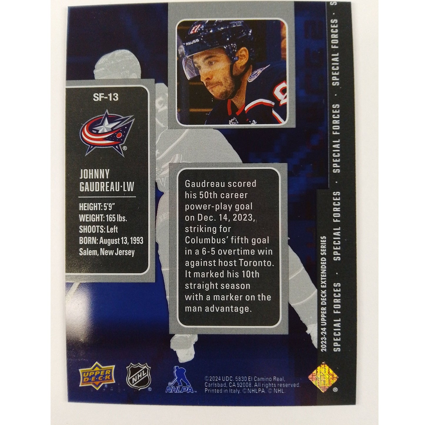 2023-24 Extended Series Johnny “Hockey” Gaudreau Special Forces | Local Legends Cards & Collectibles
