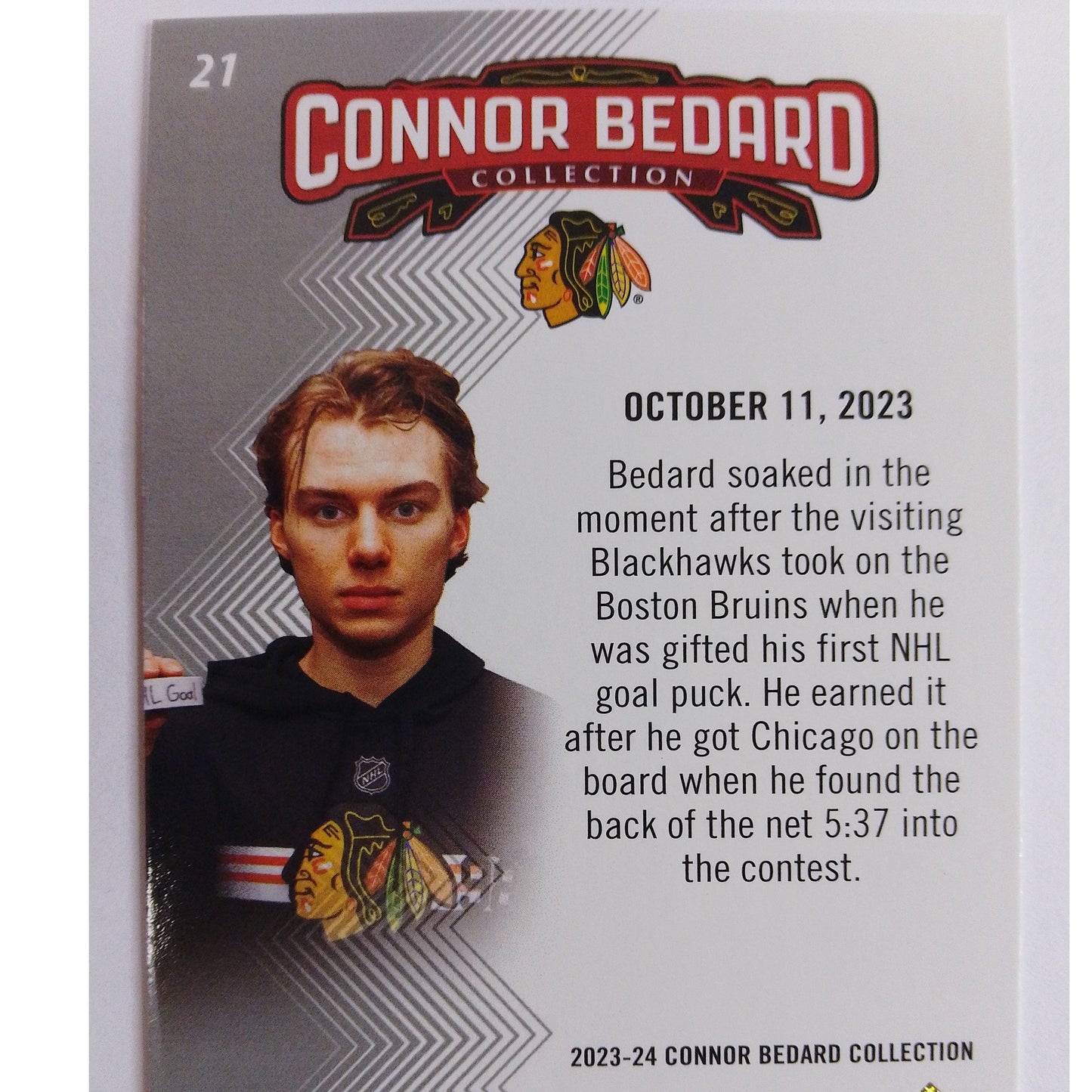 2023-24 Connor Bedard Collection Connor Bedard (Bedard takes home his first goal puck) | Local Legends Cards & Collectibles