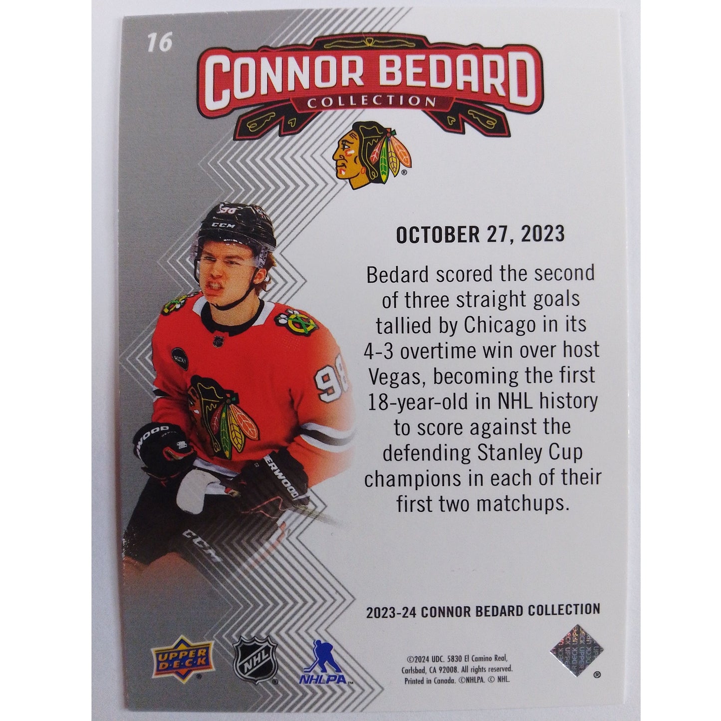 2023-24 Connor Bedard Collection Highlights (Bedard breaks record with first goal against Vegas) | Local Legends Cards & Collectibles