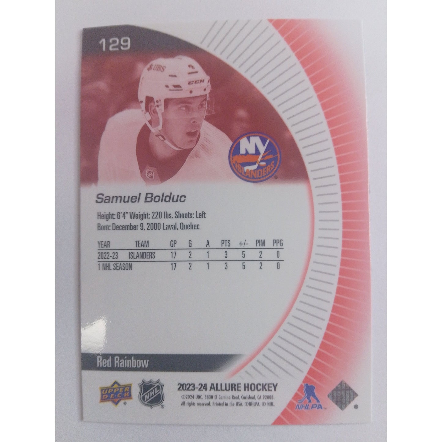 2023-24 Allure Samuel Bolduc Red Rainbow RC