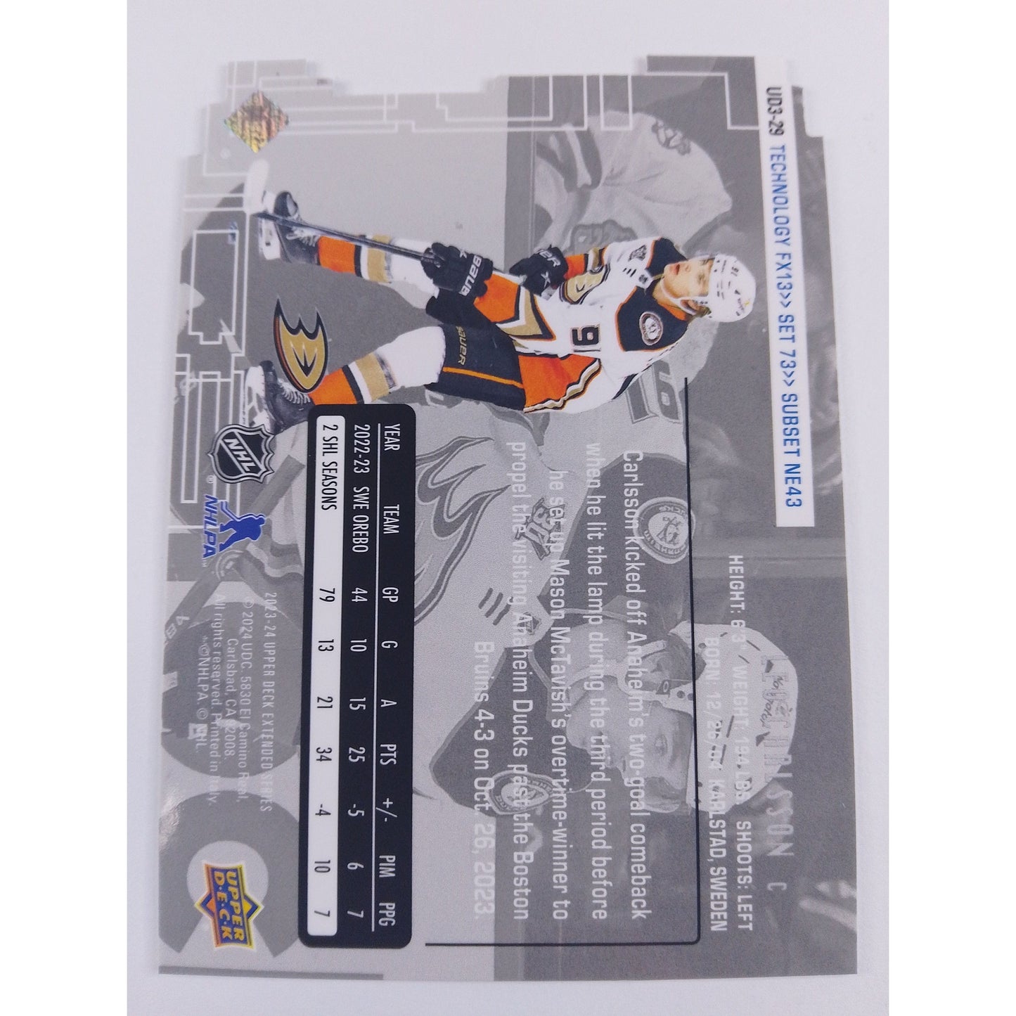 2023-24 Extended Series Leo Carlsson FX13 Die Cut | Local Legends Cards & Collectibles