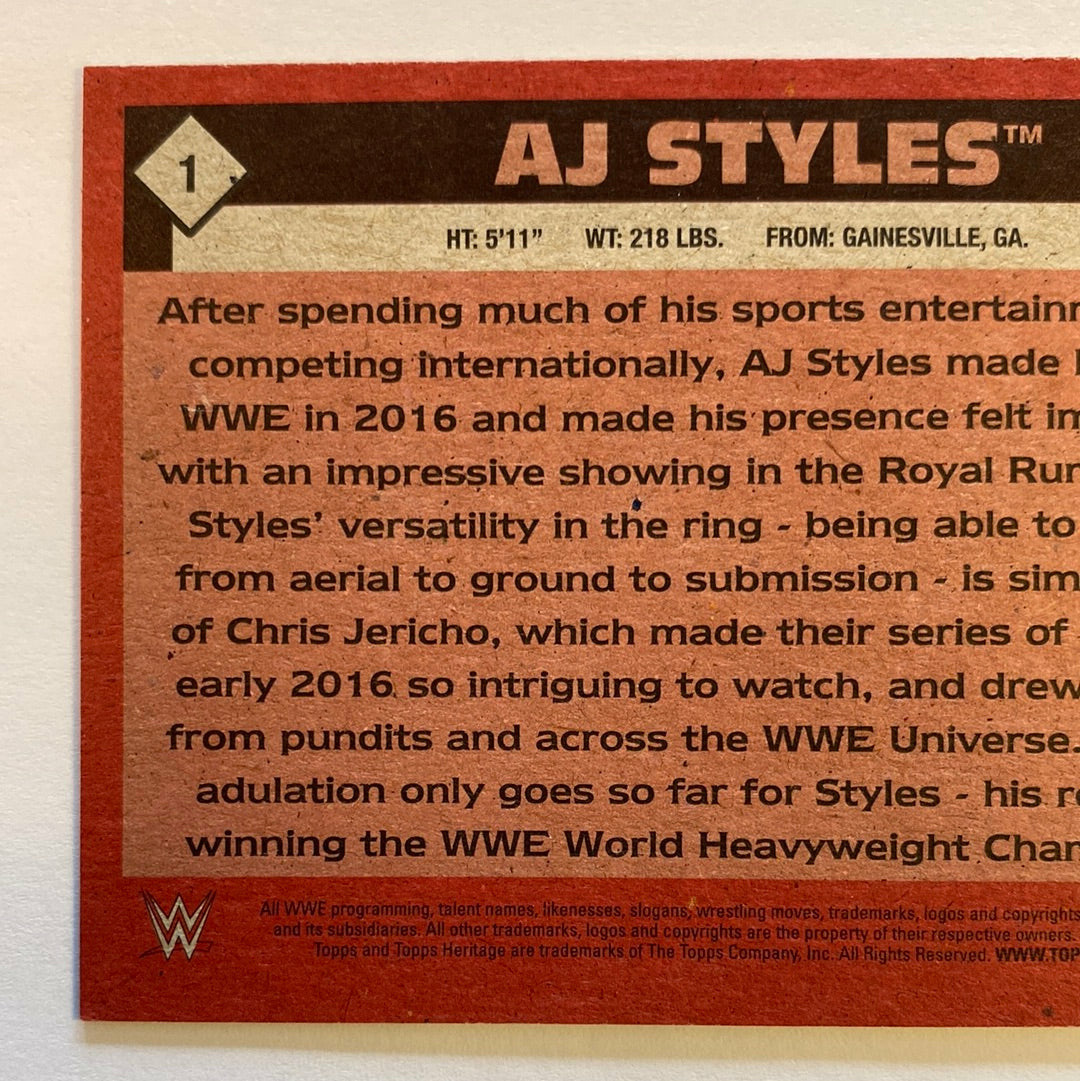 2016 Topps Heritage WWE AJ Styles RC | Local Legends Cards & Collectibles