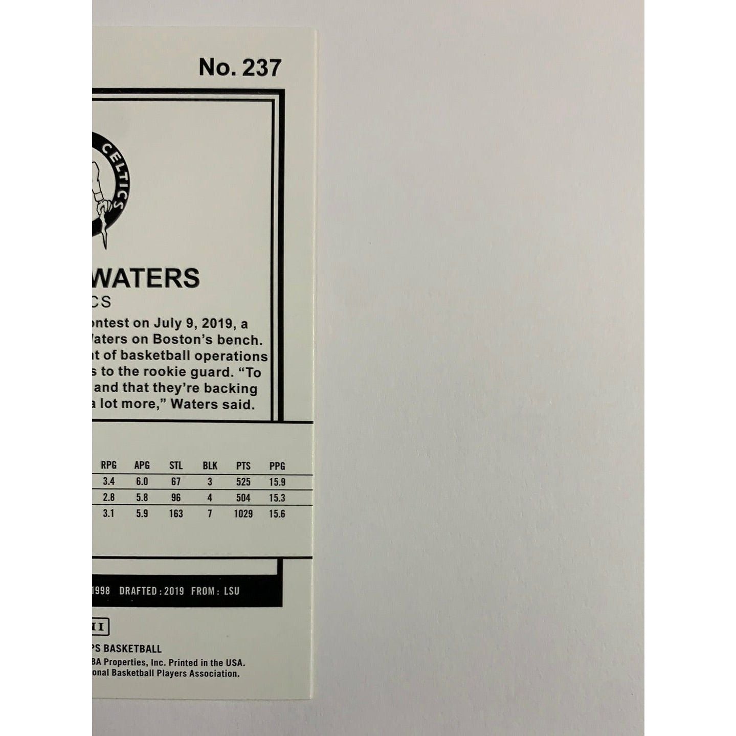 2019-20 Hoops Tremont Waters RC | Local Legends Cards & Collectibles