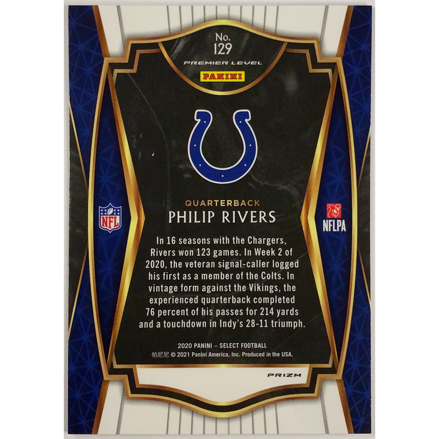 2020 Select Philip Rivers Silver Holo Prizm