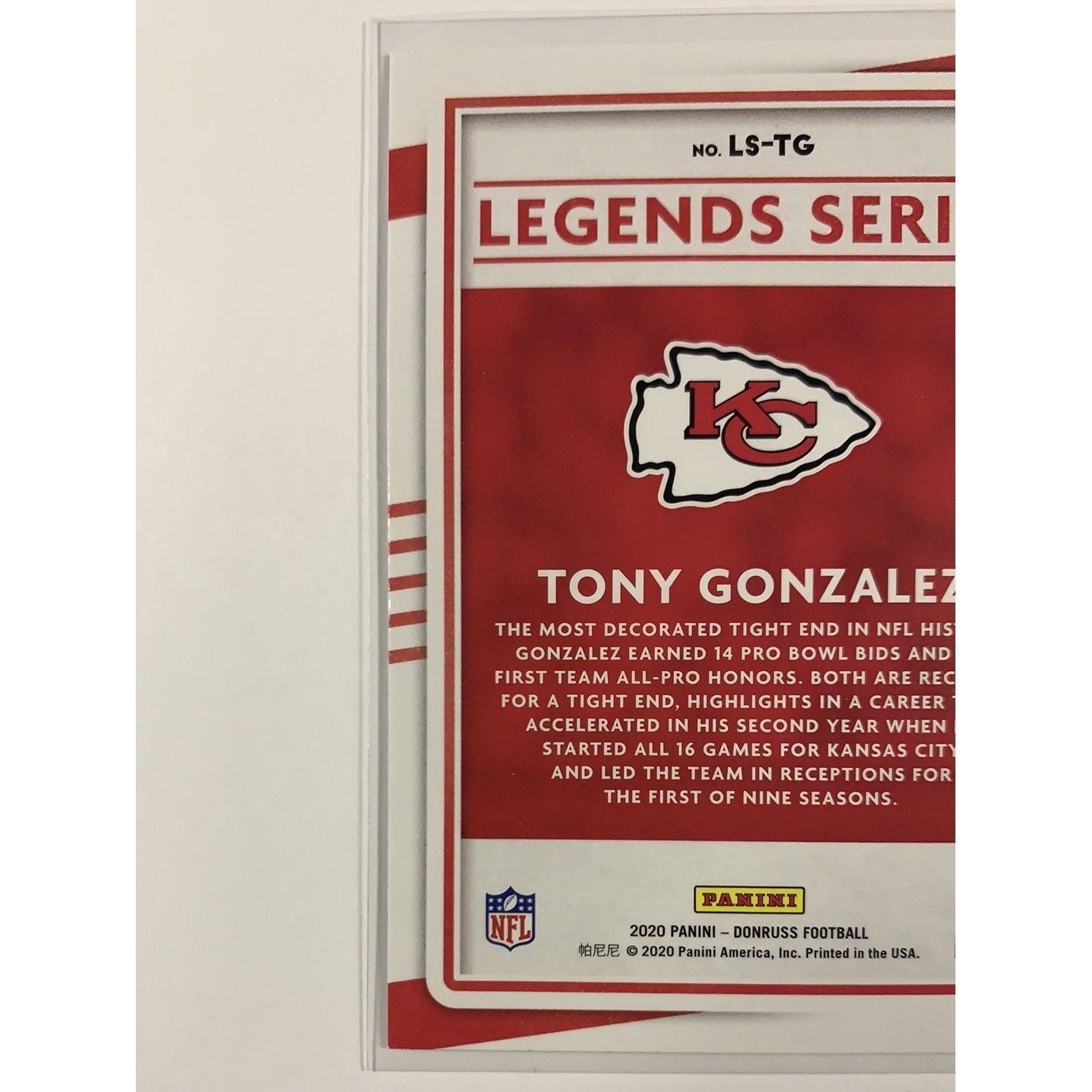 2020 Donruss Legends Series Tony Gonzalez | Local Legends Cards & Collectibles