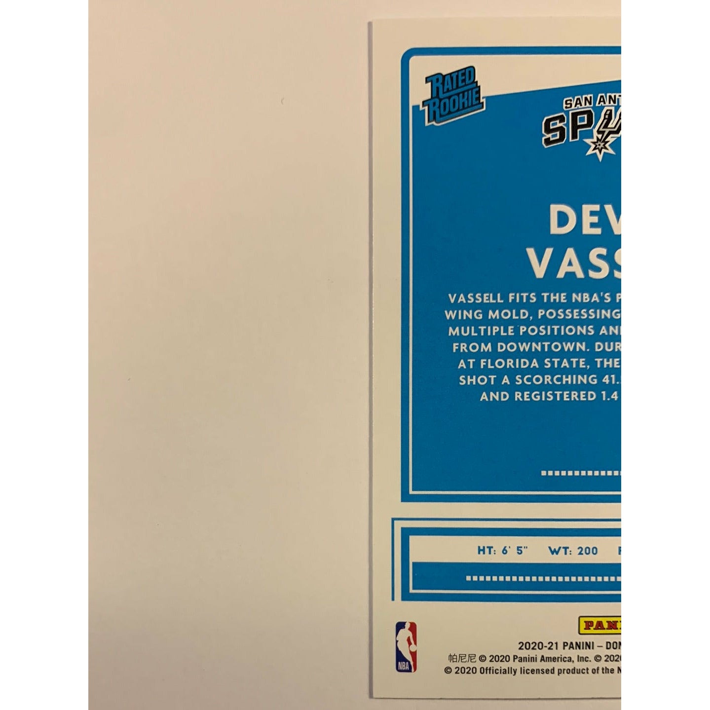 2020-21 Donruss Devin Vassell Rated Rookie | Local Legends Cards & Collectibles