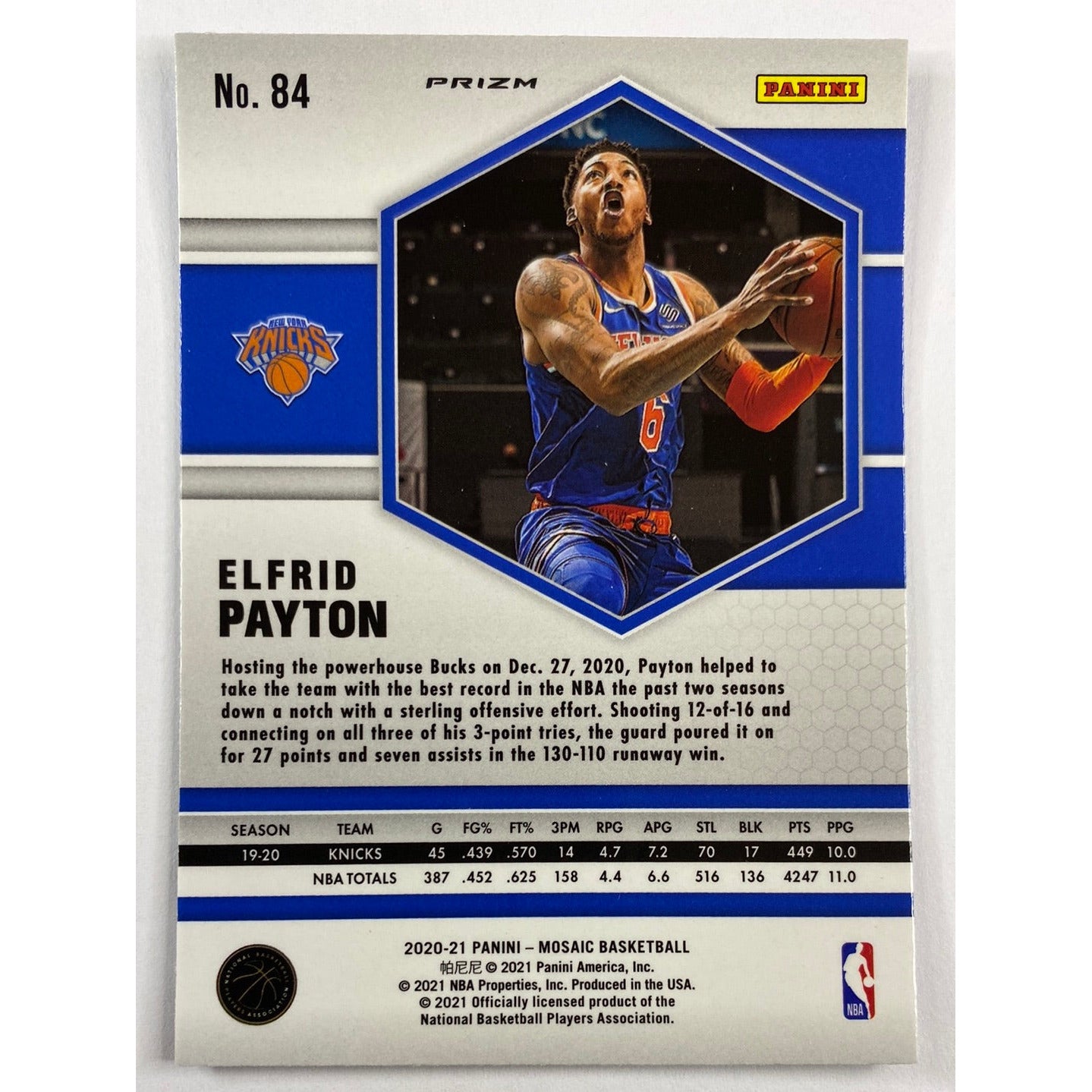 2020-21 Mosaic Elfrid Payton Blue Reactive Prizm | Local Legends Cards & Collectibles