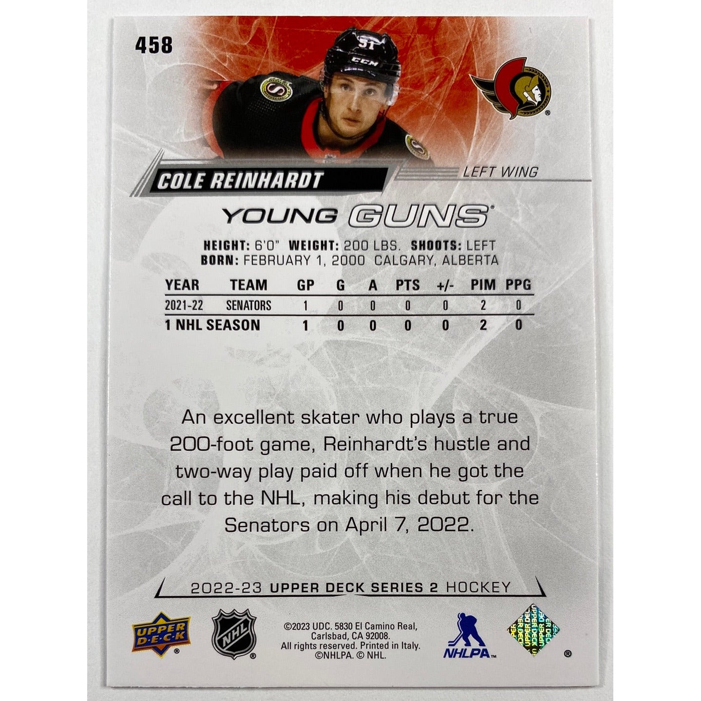 2022-23 Series 2 Cole Reinhardt Young Guns