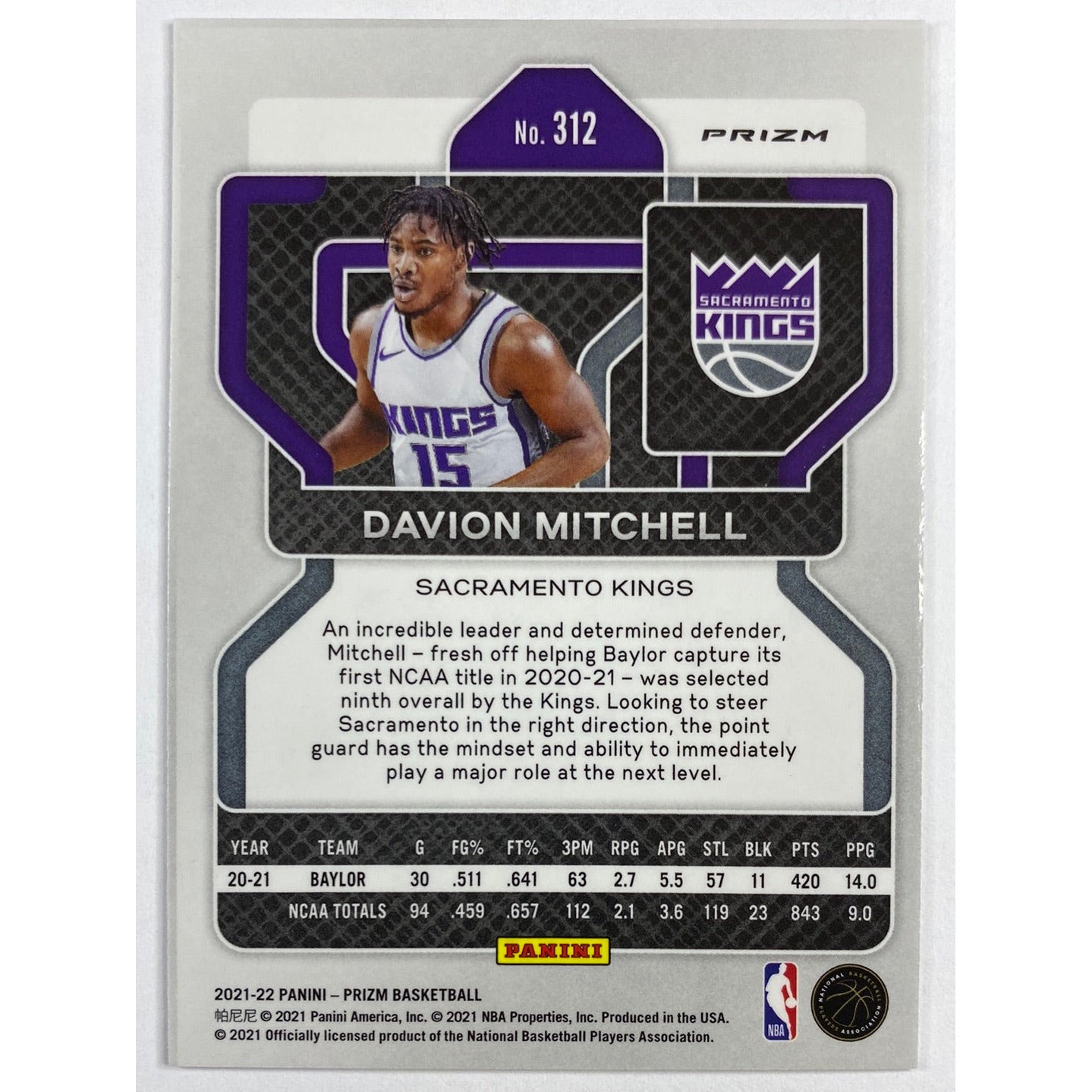 2021-22 Panini Prizm Davion Mitchell Silver Holo Prizm RC | Local Legends Cards & Collectibles