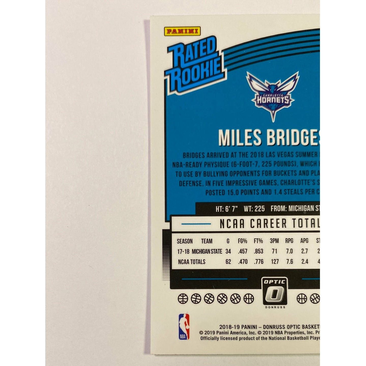 2018-19 Donruss Optic Miles Bridges Rated Rookie | Local Legends Cards & Collectibles