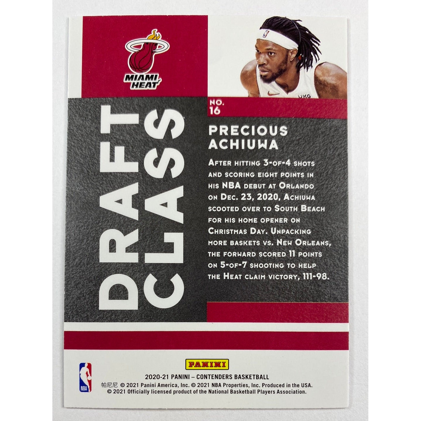 2020-21 Contenders Precious Achiuwa Draft Class | Local Legends Cards & Collectibles