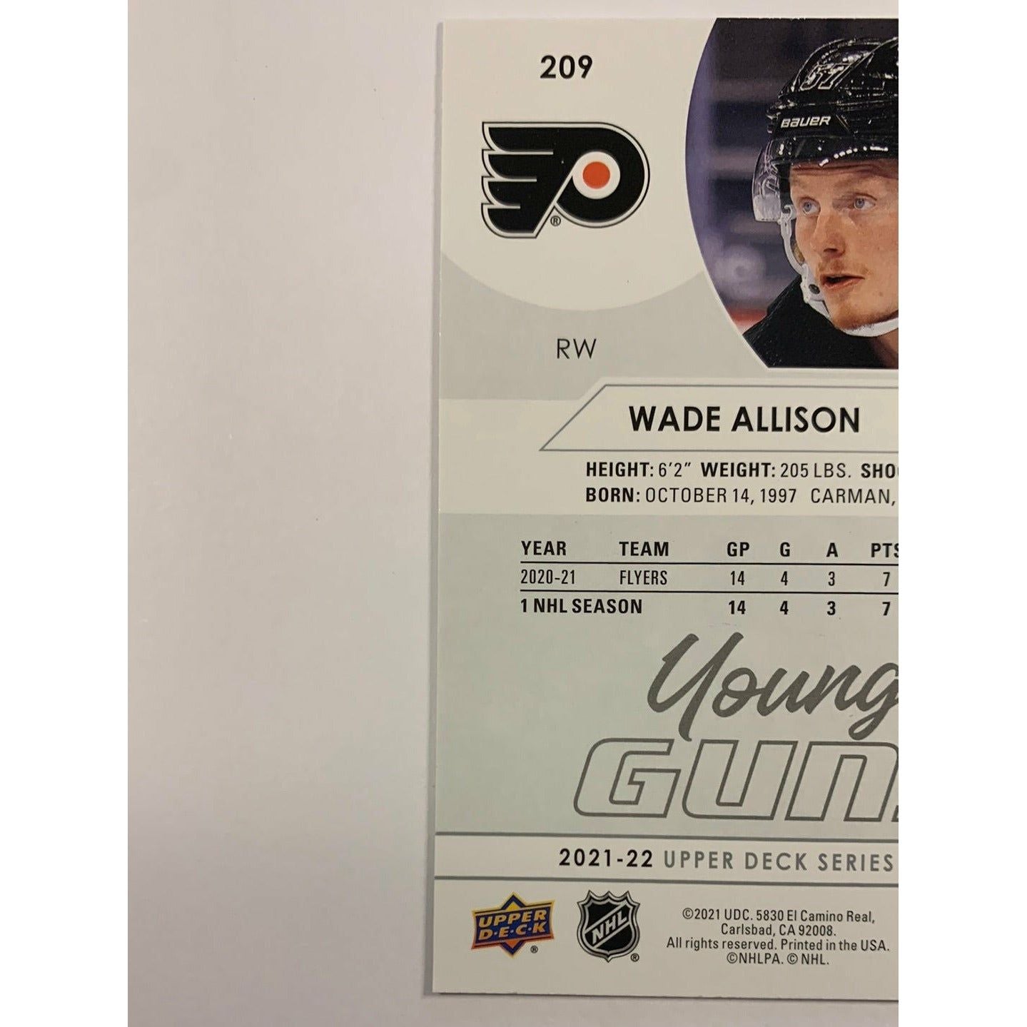2021-22 Upper Deck Series 1 Wade Allison Young Guns | Local Legends Cards & Collectibles