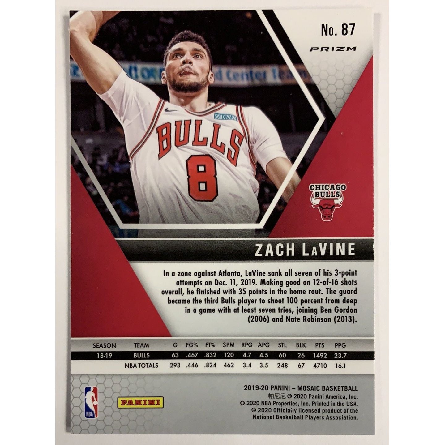 2019-20 Zach Lavine Pink Prizm | Local Legends Cards & Collectibles