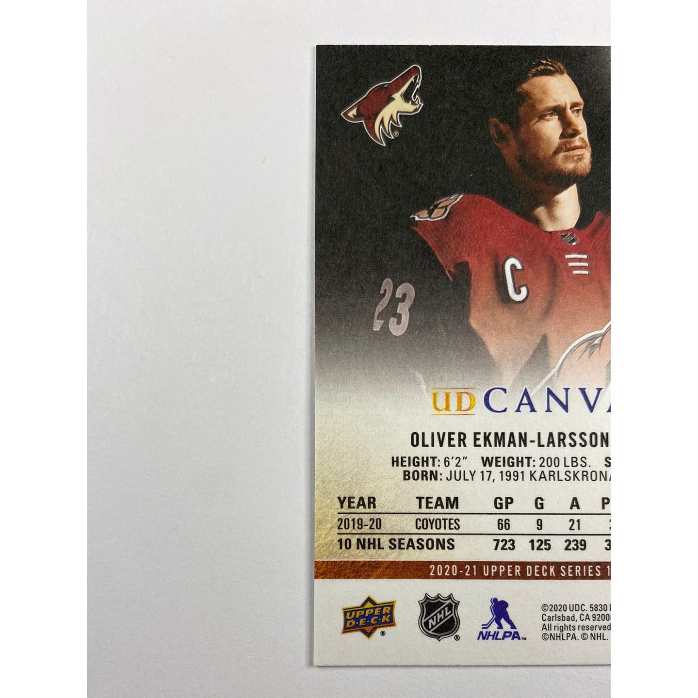 2020-21 Upper Deck Series 1 Oliver Ekman-Larsson UD Canvas | Local Legends Cards & Collectibles