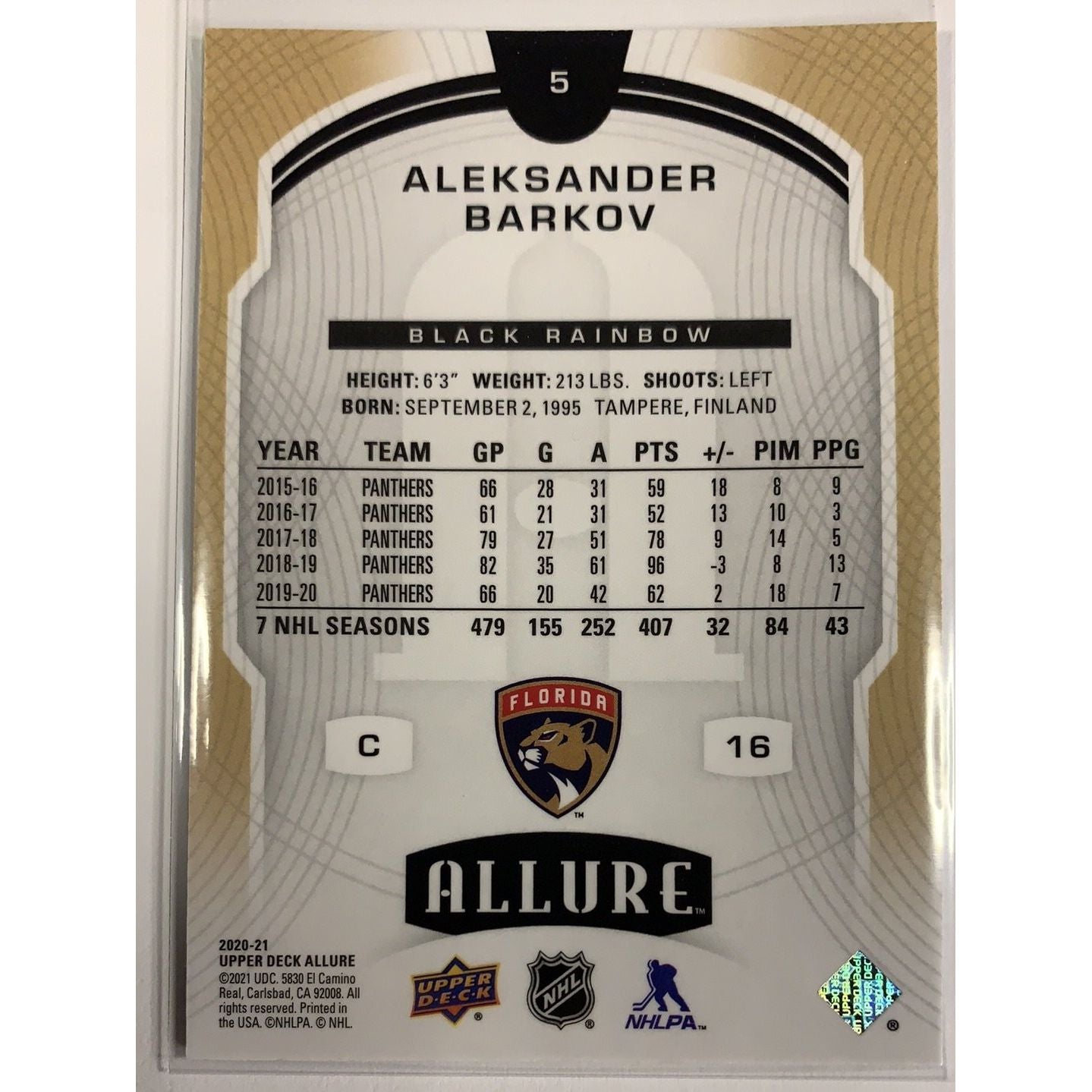 2020-21 Allure Aleksander Barkov Black Rainbow Local Legends Cards & Collectibles